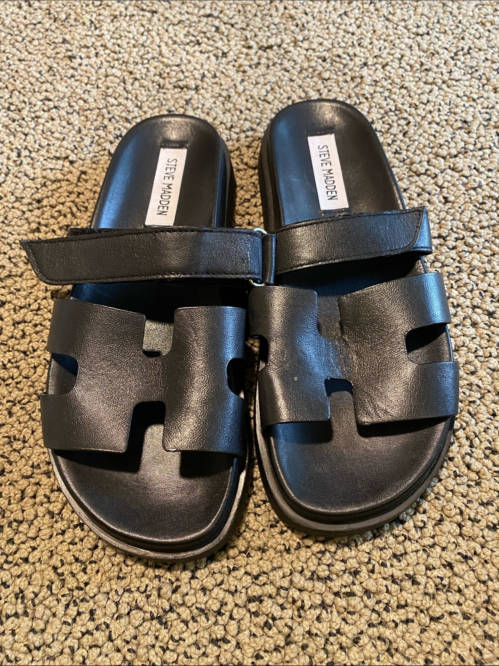 Steve Madden Black Women's Cutout Slide Sandals